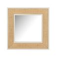 Molly Exotic Wall Mirror - Square - Natural and White - Rattan and Wood - 80.5cm x 3cm