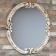 Vintage Wall Mirror - Round - Distressed White - Wood - 68cm x 68cm