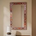 Carved Wall Mirror - Mosaic Inlay - Natural - Wooden - 90cm x 150cm