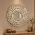 Wall Mirror - Round - Ornate Design - Sand - Teak Wood - 76cm x 76cm