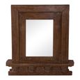 Carved Wall Mirror - Dark Brown - Wooden - 90cm x 100cm