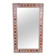 Carved Wall Mirror - Mosaic Inlay - Natural - Wooden - 90cm x 150cm