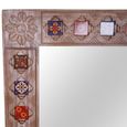 Carved Wall Mirror - Mosaic Inlay - Natural - Wooden - 90cm x 150cm