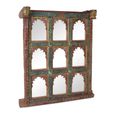 Distressed Carved Wall Mirror - Multi-Color - Wooden - 140cm x 157cm