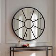 Wall Mirror - Round - Radial Sunburst - Black - Metal - 100cm x 100cm