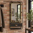 Black Metal and Gold 1 Drawer Wall Unit with Rectangle Mirror thumbnail