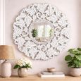 Meadow White Carved Round Wall Mirror thumbnail