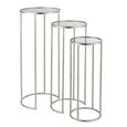 Leo Silver Glass and Metal 3 Tier Round Nest of Tables thumbnail 2