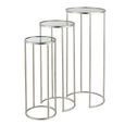 Leo Silver Glass and Metal 3 Tier Round Nest of Tables thumbnail 3