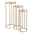 Leo Gold Glass and Metal 3 Tier Round Nest of Tables thumbnail 2