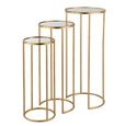 Leo Gold Glass and Metal 3 Tier Round Nest of Tables thumbnail 3