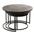 Oxidize Antique Black Metal 3 Tier Round Nest of Tables thumbnail 3