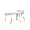 Novogratz Athena Nesting Tables - White Marble Effect - Set of 2 - 7021891COMNUK