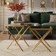 Arezzo Nest of 2 Tables - Square - Black Glass and Gold Metal