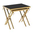 Arezzo Nest of 2 Tables - Square - Black Glass and Gold Metal