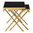 Arezzo Nest of 2 Tables - Square - Black Glass and Gold Metal