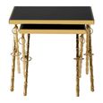 Arezzo Nest of 2 Tables - Square - Black Glass and Gold Metal