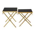 Arezzo Nest of 2 Tables - Square - Black Glass and Gold Metal