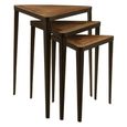 Elmo Nest of 3 Tables - Triangular - Elm Wood and Metal
