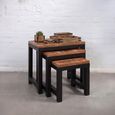 Artisan Nest of 3 Tables - Acacia Wood with Metal Base