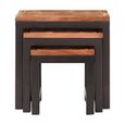 Artisan Nest of 3 Tables - Acacia Wood with Metal Base