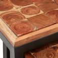 Artisan Nest of 3 Tables - Acacia Wood with Metal Base