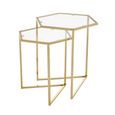 Herber Nest of 2 Tables - Hexagon - Clear Glass with Gold Metal