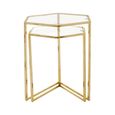 Herber Nest of 2 Tables - Hexagon - Clear Glass with Gold Metal