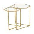 Herber Nest of 2 Tables - Hexagon - Clear Glass with Gold Metal