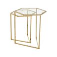 Herber Nest of 2 Tables - Hexagon - Clear Glass with Gold Metal