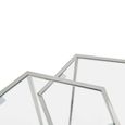 Herber Nest of 2 Tables - Hexagon - Clear Glass with Silver Metal