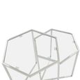 Herber Nest of 2 Tables - Hexagon - Clear Glass with Silver Metal