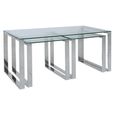 Clearance - Harry Nest of 3 Tables - Glass and Chrome - FSS17560
