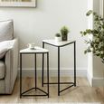 Nest of Tables - Black and White Marble - Triangular - Set of 2