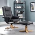 Drake Recliner with Footstool - Faux Leather - Black - ARC7595-PU-BLK