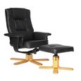 Drake Recliner with Footstool - Faux Leather - Black - ARC7595-PU-BLK