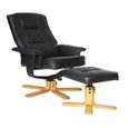 Drake Recliner with Footstool - Faux Leather - Black - ARC7595-PU-BLK