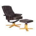 Drake Recliner with Footstool - Faux Leather - Brown - ARC7595-PU-BR