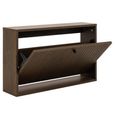Albany Shoe Cabinet - Wall Mounted - Ribbed Smoked Oak