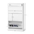 Manhattan Shoe Cabinet - 3 Door - Flip Down - White Gloss