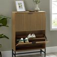 Sia Shoe Cabinet - 2 Door - Flip Down - Ribbed - Oak