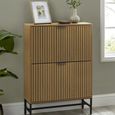 Sia Shoe Cabinet - 2 Door - Flip Down - Ribbed - Oak