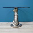 Leopard Base Side Table - Round - Set of 2 - Glass/Metal
