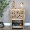 Carved Mango Wood 2 Drawer Side Table thumbnail 5