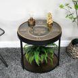 Black Glass Metal Clock with Cogs Round Side Table thumbnail 5
