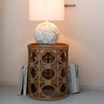 Carving Side Table - Round - Natural - Fir Wood