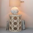 Carving Side Table - Round - Wide - Fir Wood