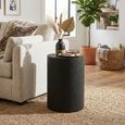 Cylinder Side Table - Round - Small - Drum Base - Black Wood