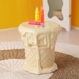 Ice Cream Accent Table  - Round - Cream and Beige - Polyresin