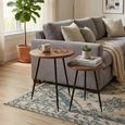 Neo Side Table - Round - Set of 2 - Natural and Black - Rubber Wood